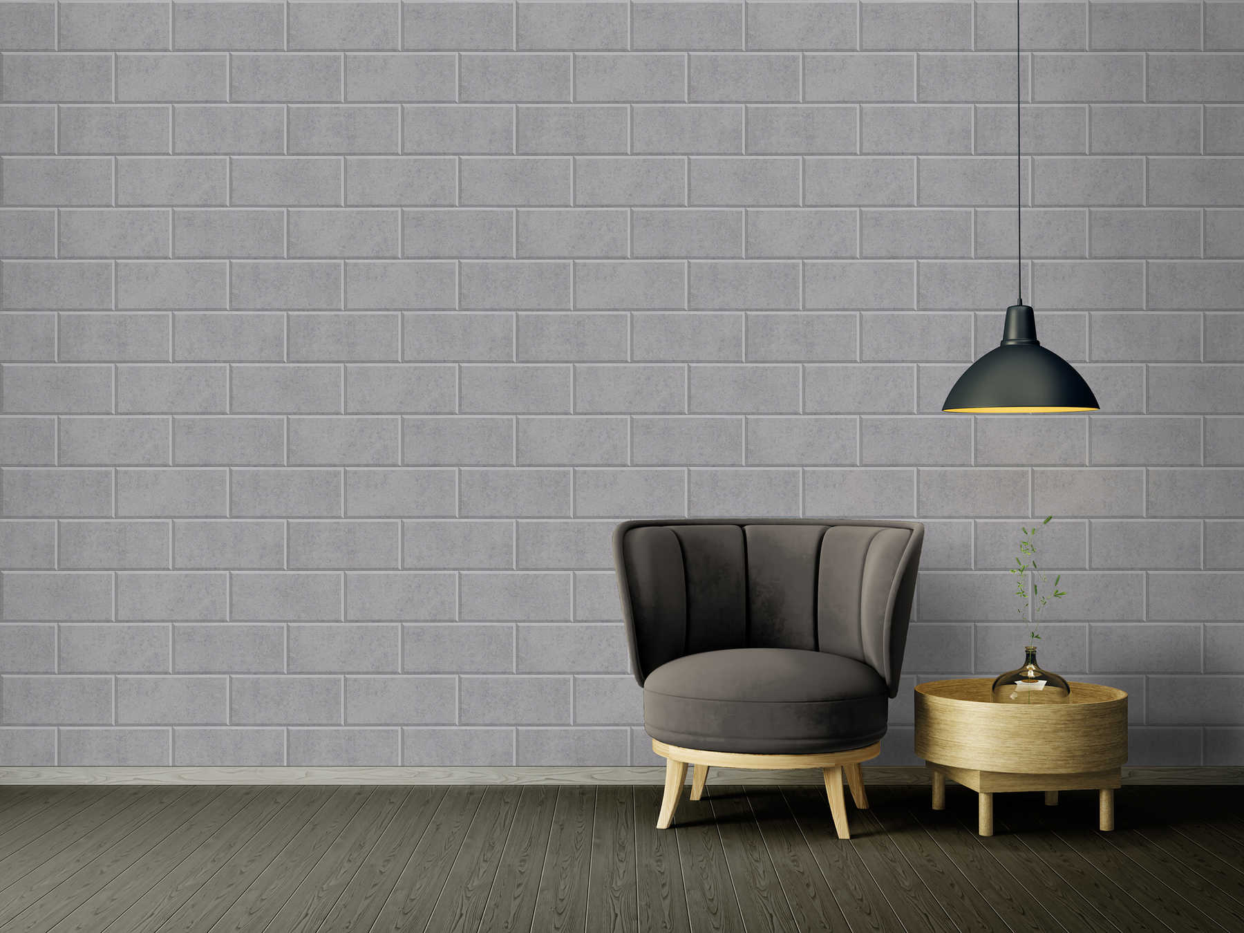             Tapete 3D Steinwand Design mit Betonsteinen – Grau
        