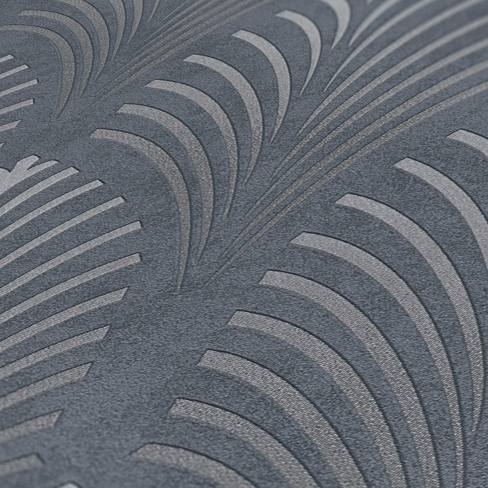             Retro-Tapete Art Deco Stil mit geometrischem Muster – Schwarz, Silber, Grau
        