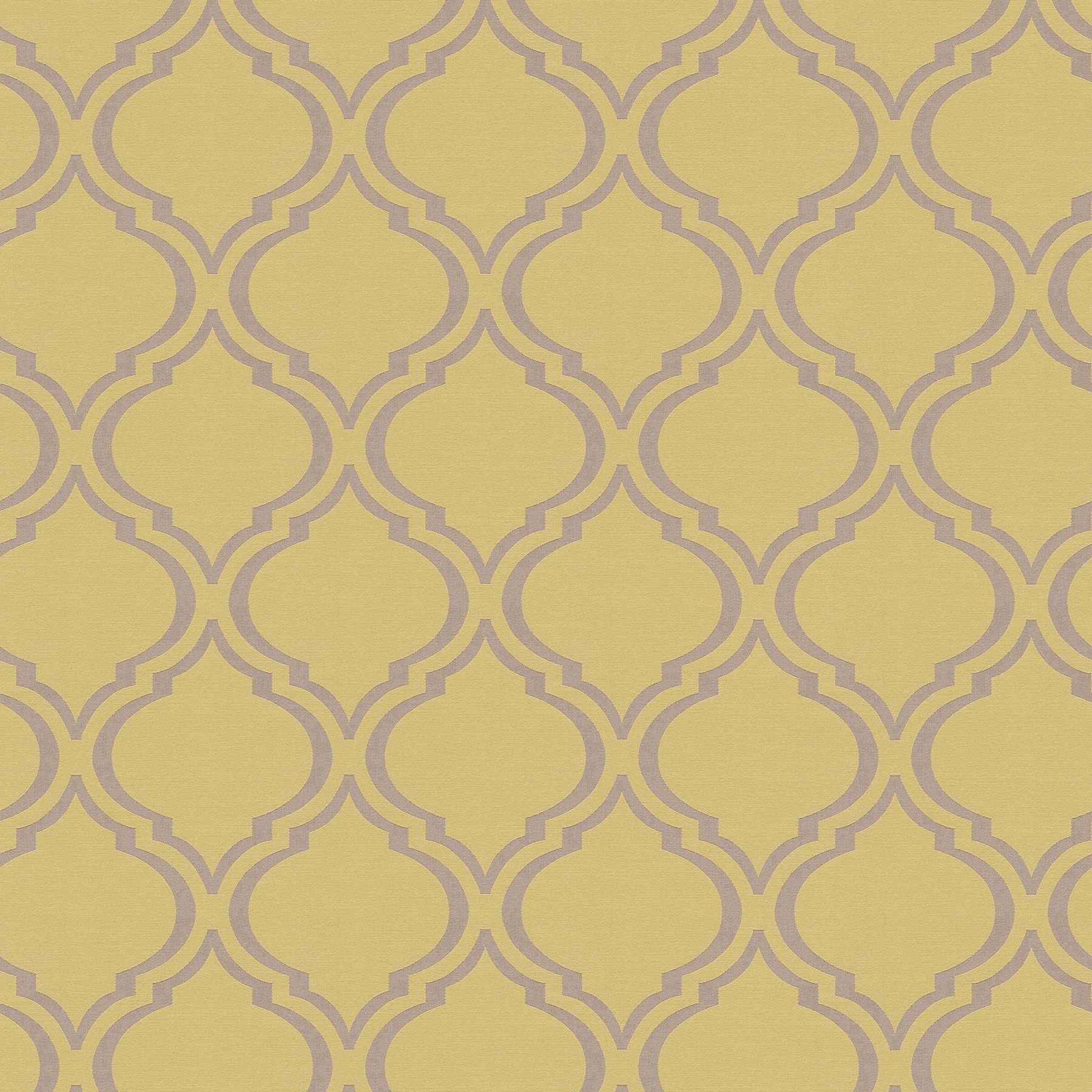         Retrotapete mit glänzenden Art Deco Muster – Gelb, Grün, Grau
    