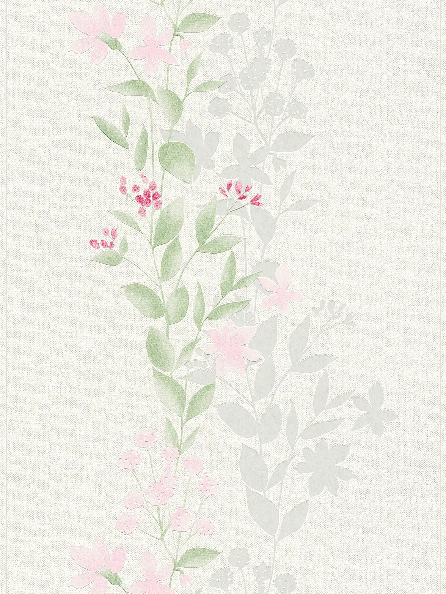 Tapete Floral-Motiv, Aquarell Effekt – Grau, Grün, Rosa
