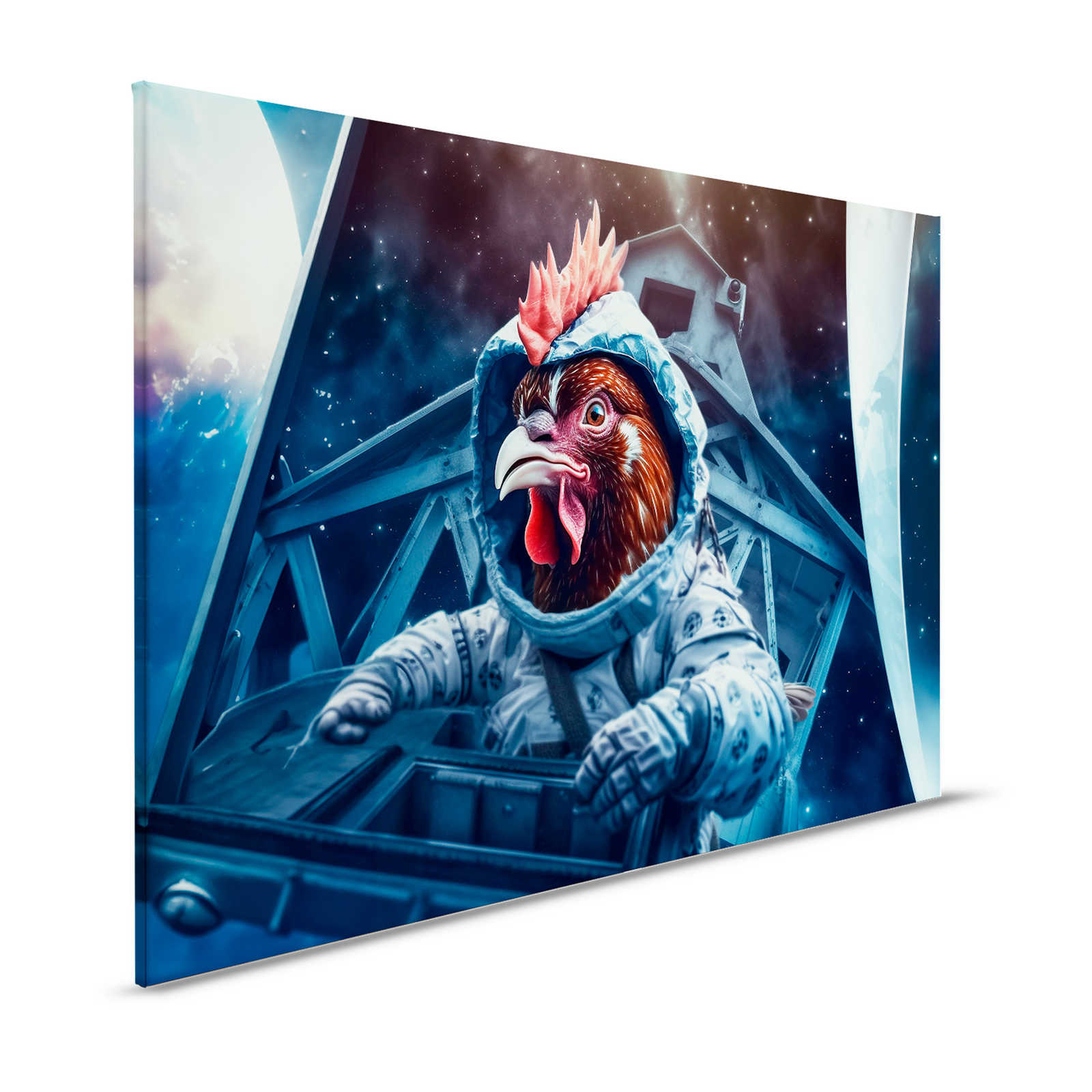 KI-Leinwandbild »Space Chicken« – 120 cm x 80 cm
