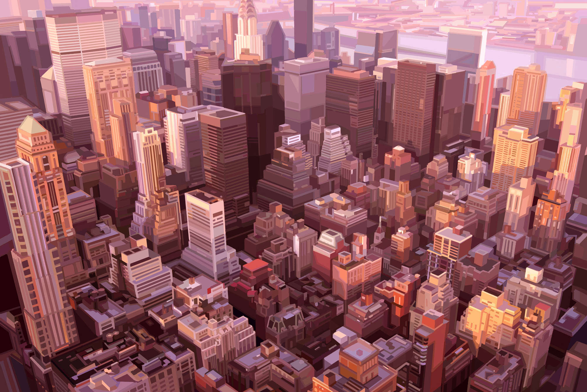             Fototapete New York von oben im gezeichneten Stil – Strukturiertes Vlies
        