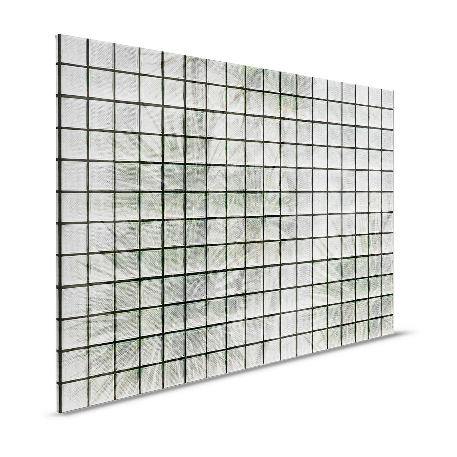 Green House 1 - Leinwandbild Palmen & Glasbausteine – 1,20 m x 0,80 m
