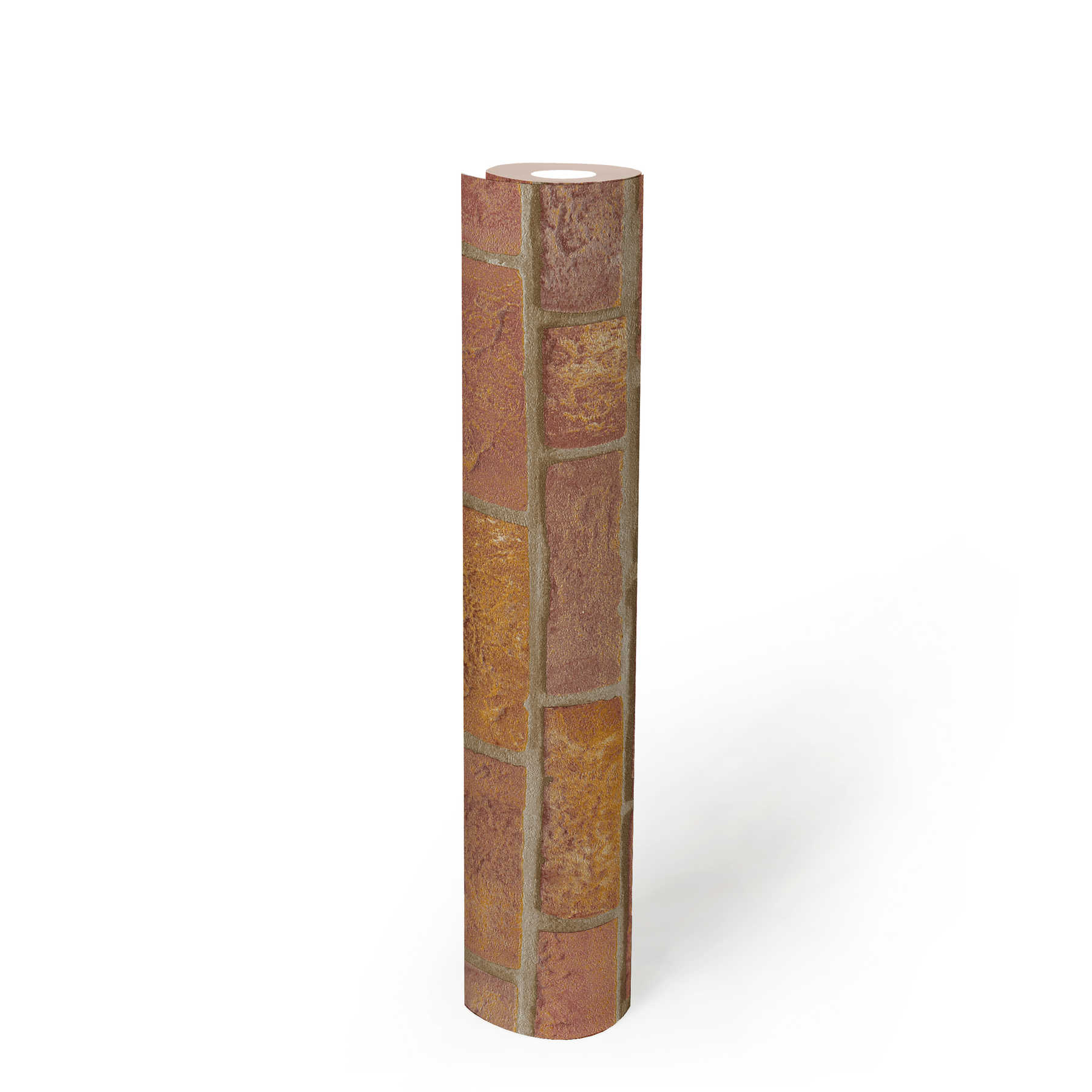             Ziegelstein Tapete mit 3D Mauerwerk Optik – Rot, Braun
        