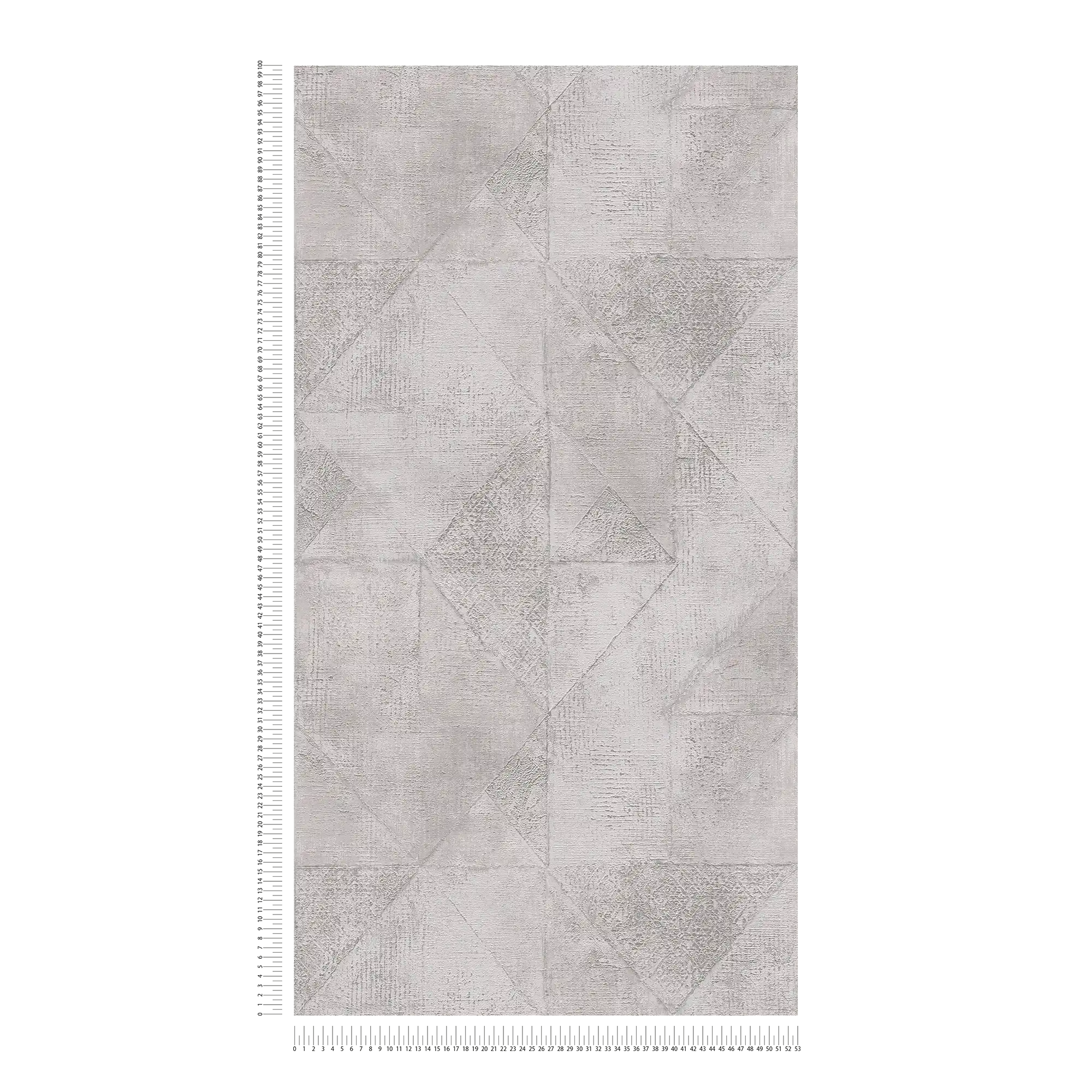             Tapete mit Grafik Dreieck-Muster metallic glänzend strukturiert – Grau, Silber
        