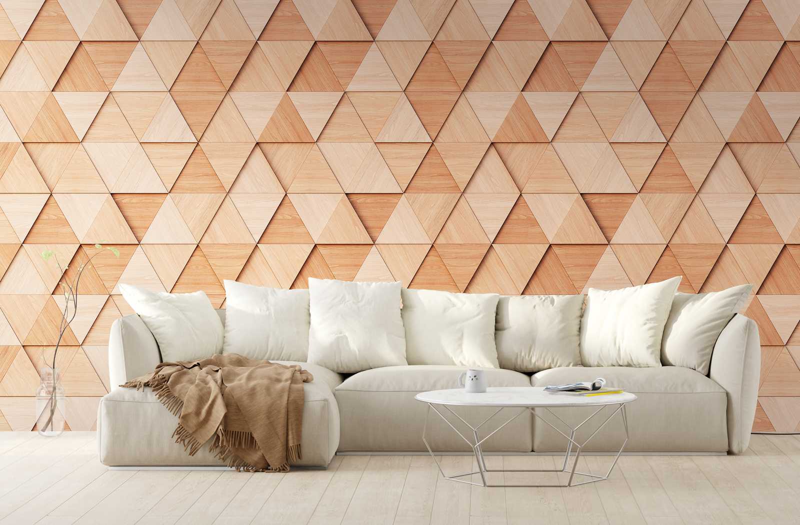             Tapeten-Neuheit – Motivtapete Holzoptik Design mit 3D Dreieck-Muster
        