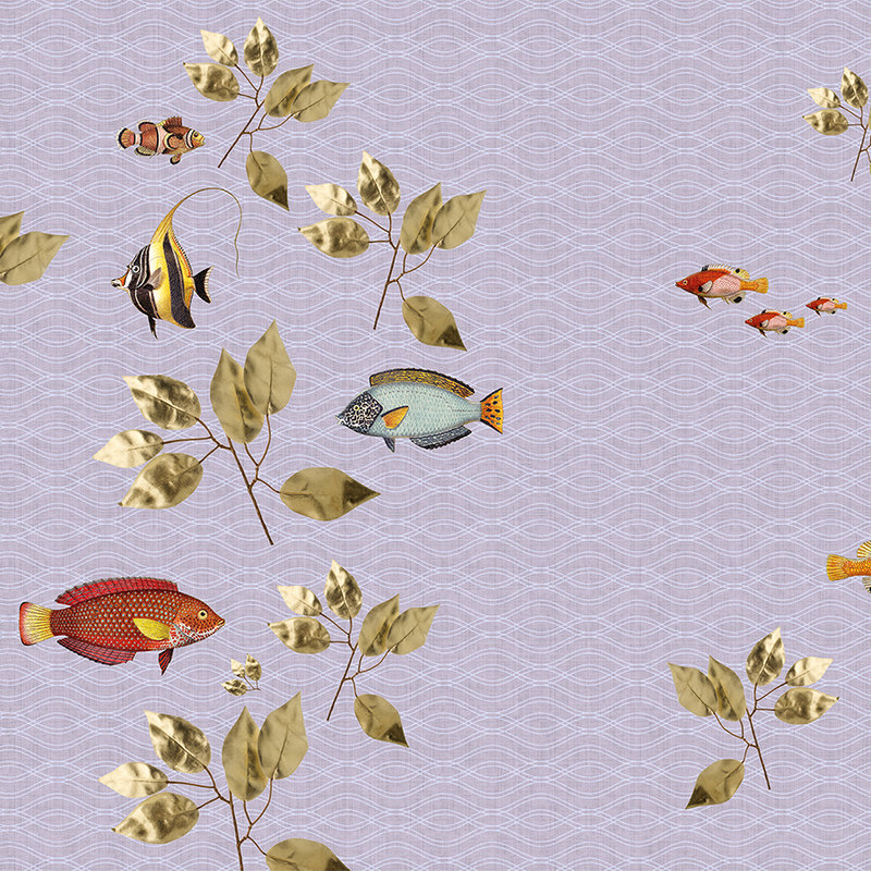 Brillant fish 2 - Fisch Fototapete in naturleinen Struktur mit modernem Stilmix – Violett | Perlmutt Glattvlies

