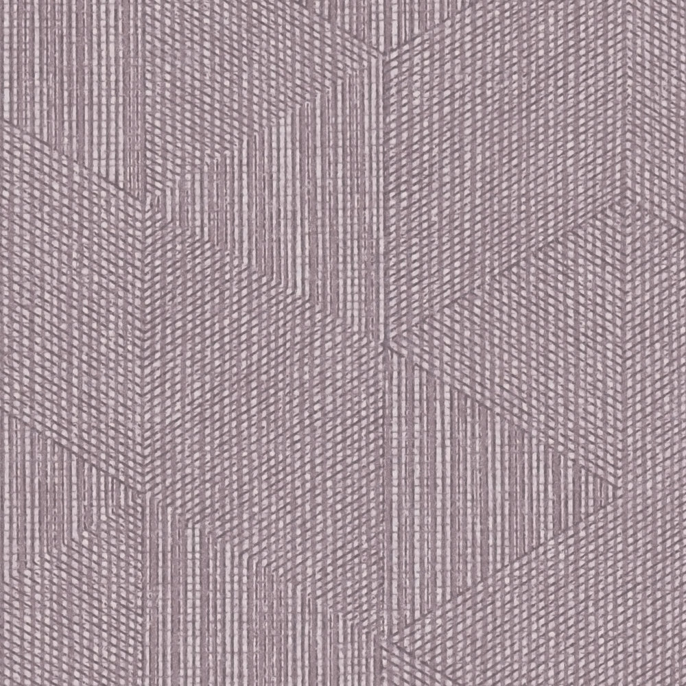             Tapete Violett mit Ton-in-Ton Muster im Grafik-Stil – Lila, Grau
        