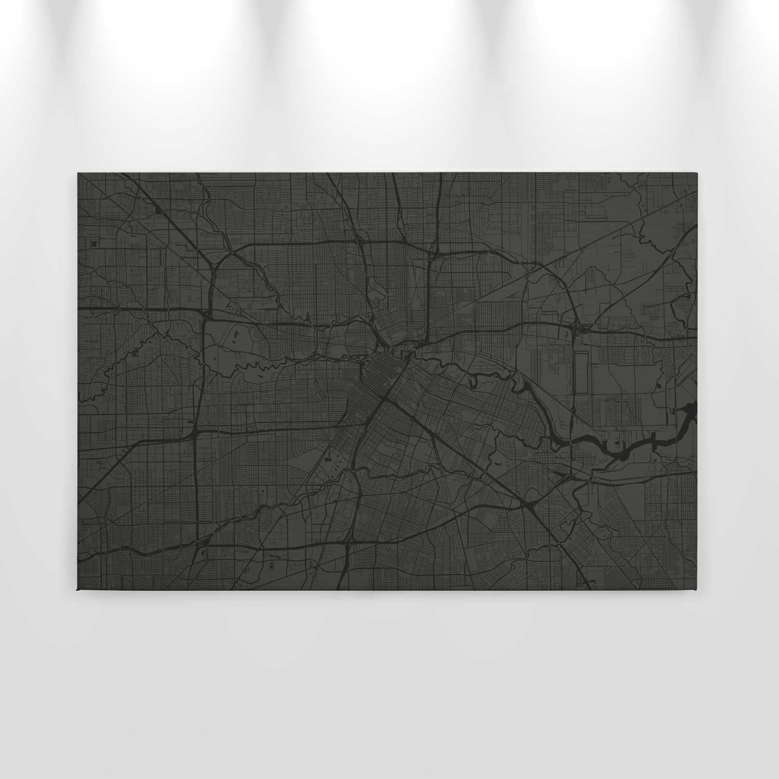             Leinwandbild Stadtkarte mit Straßenverlauf | schwarz – 0,90 m x 0,60 m
        