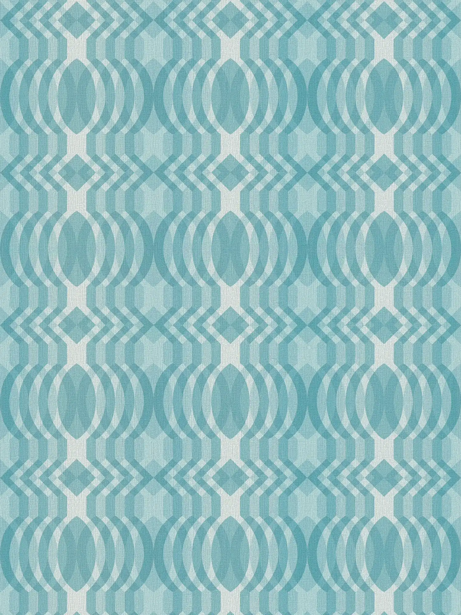 Retro Tapete mit geometrischem Muster – Blau, Creme, Weiß
