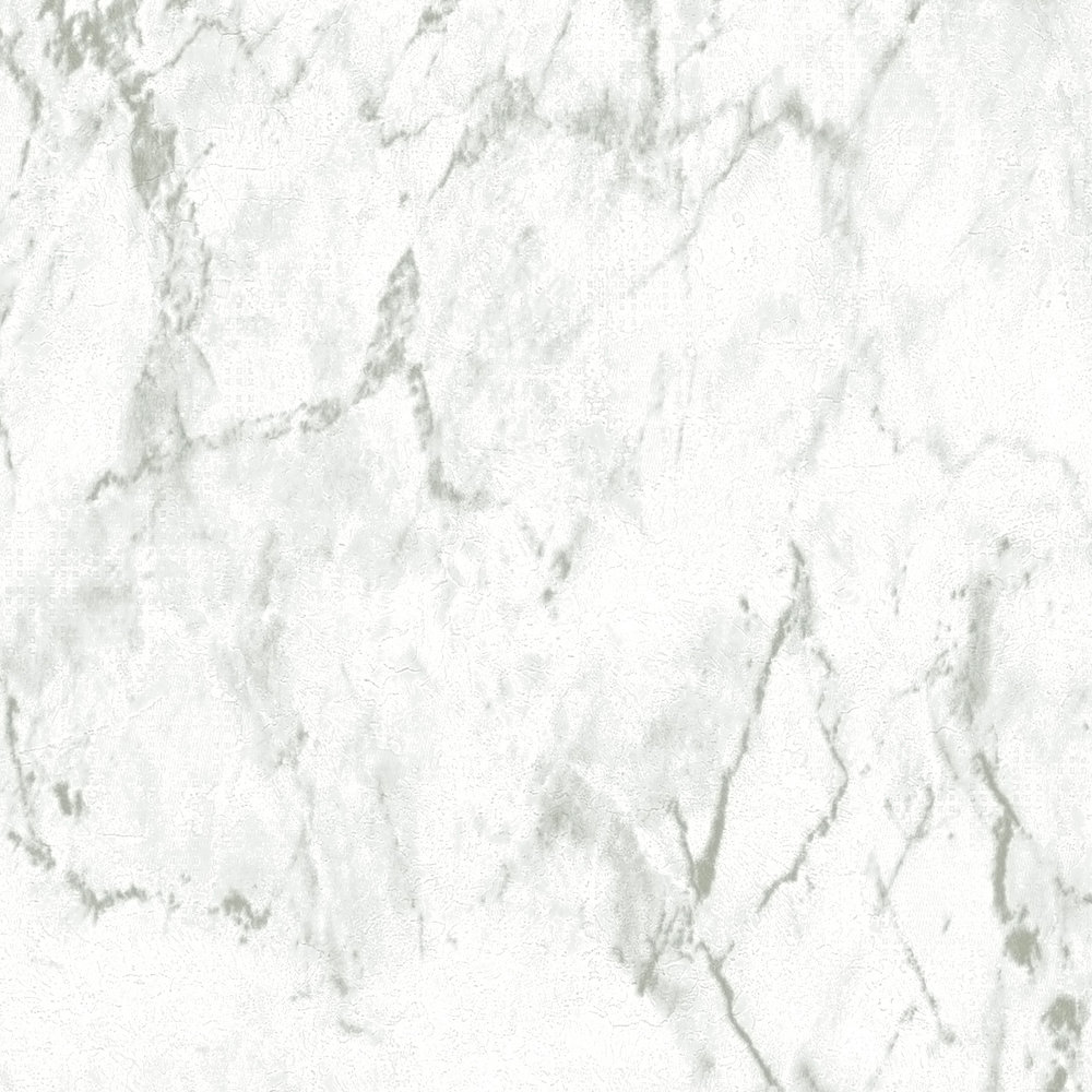             Vliestapete mit feiner Marmoroptik – Weiß, Grün-Grau
        