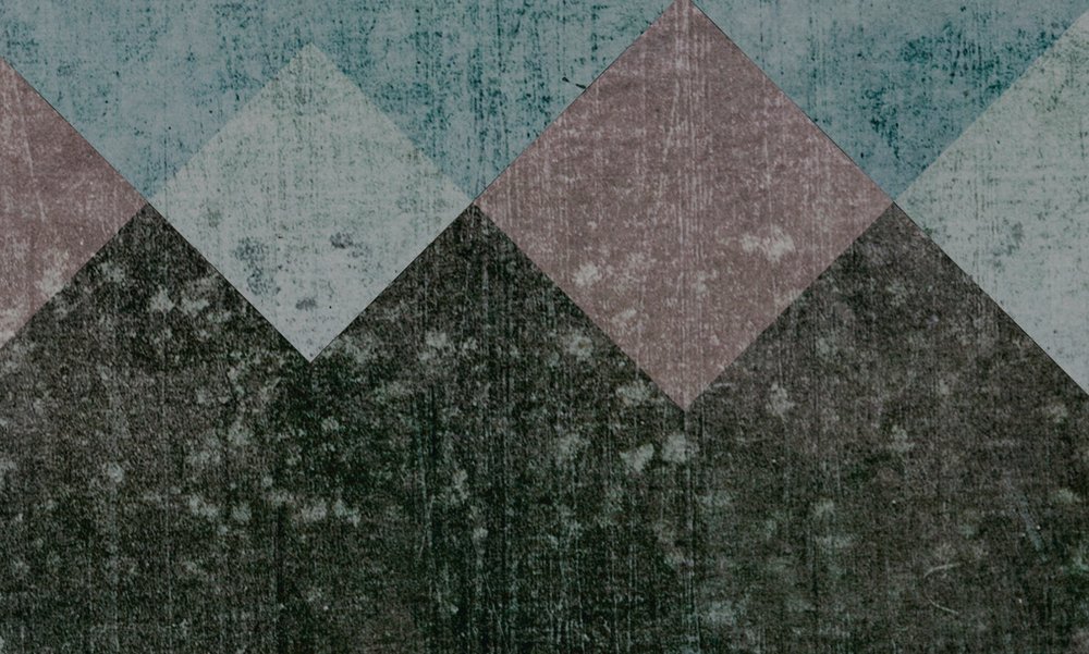             Fototapete Geometrisches Muster Berge – Grün, Beige
        