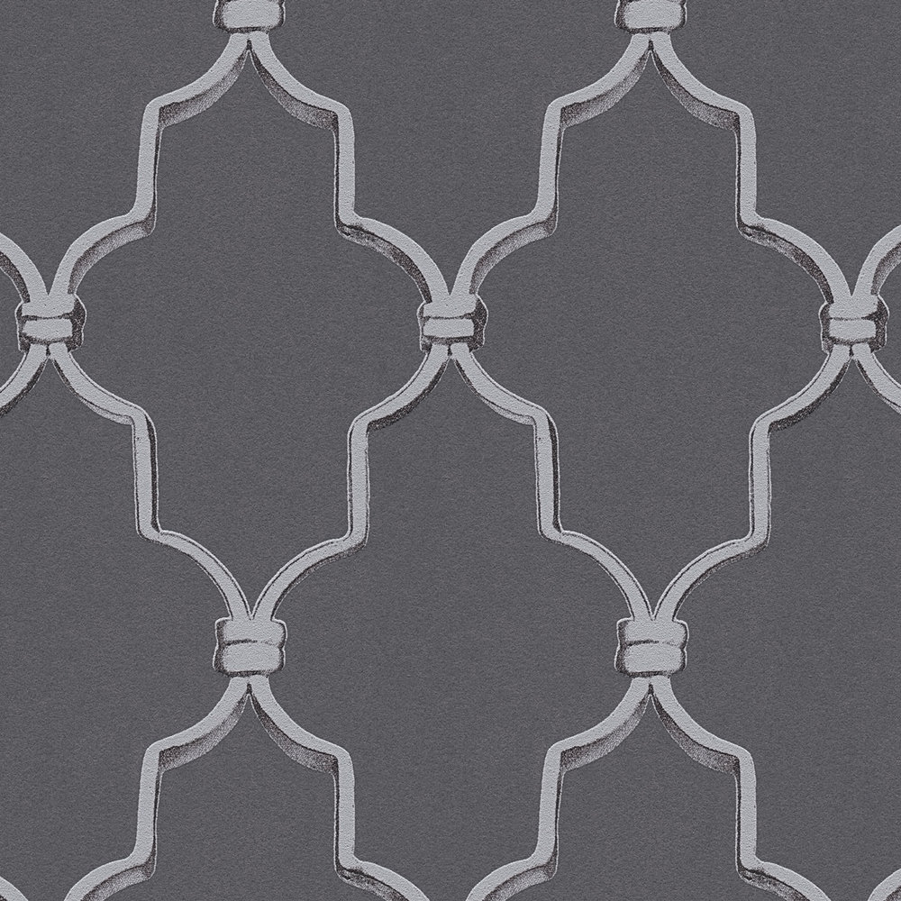             Art Déco Tapete mit Metallic-Muster im Retro Stil – Grau
        