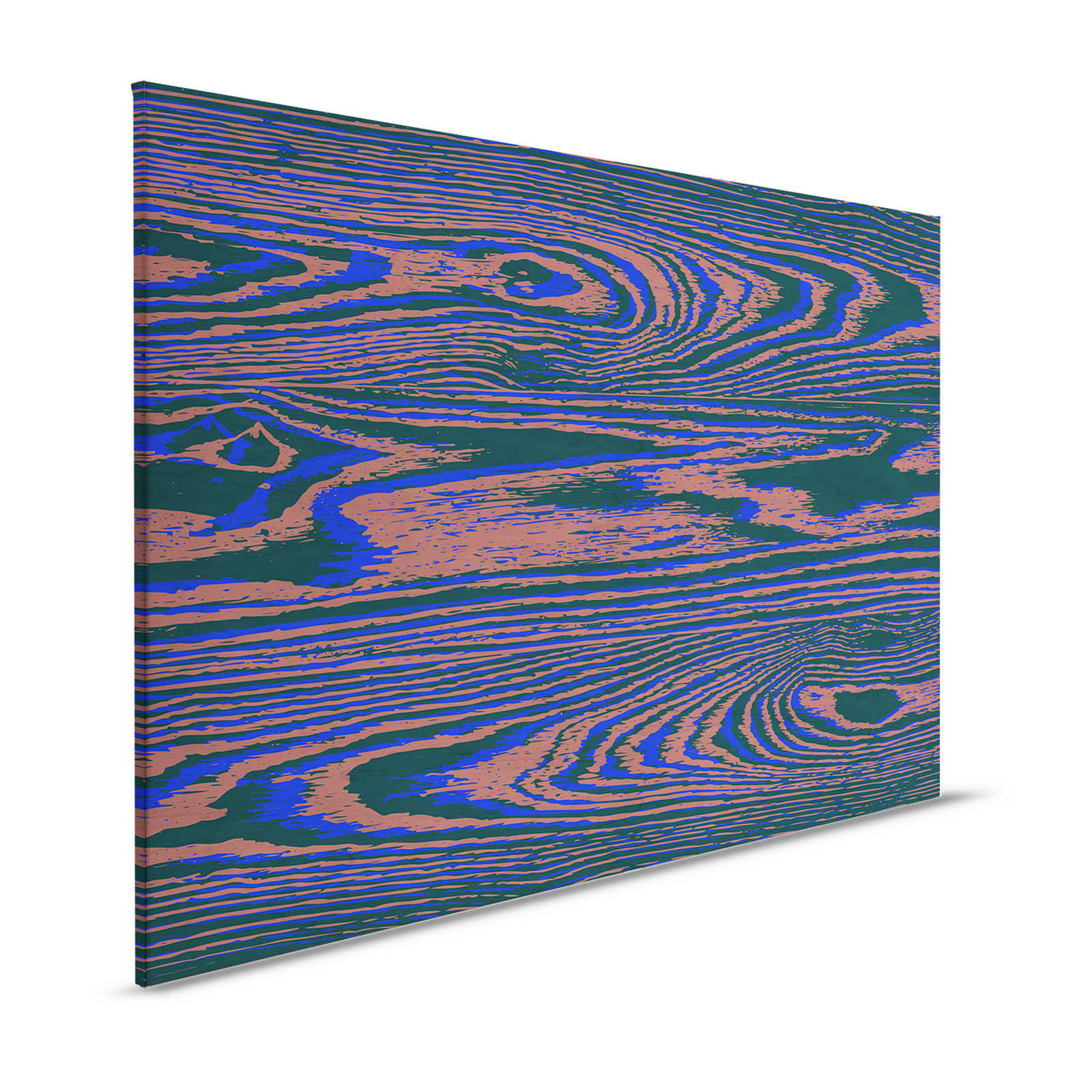 Kontiki 3 - Leinwandbild Neonfarbene Holzmaserung, Lila & Schwarz – 1,20 m x 0,80 m
