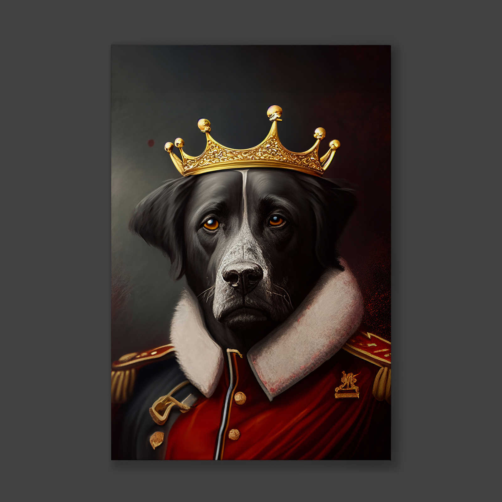 KI-Leinwandbild »Royal Dog« – 60 cm x 90 cm
