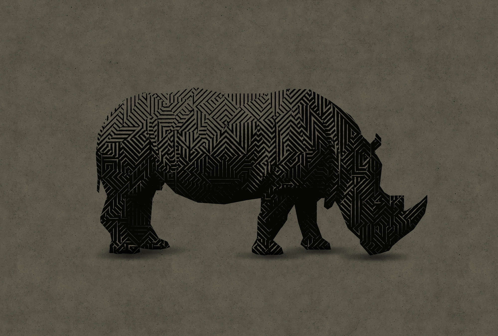             Fototapete Nashorn im Grafik-Design – Schwarz, Braun
        