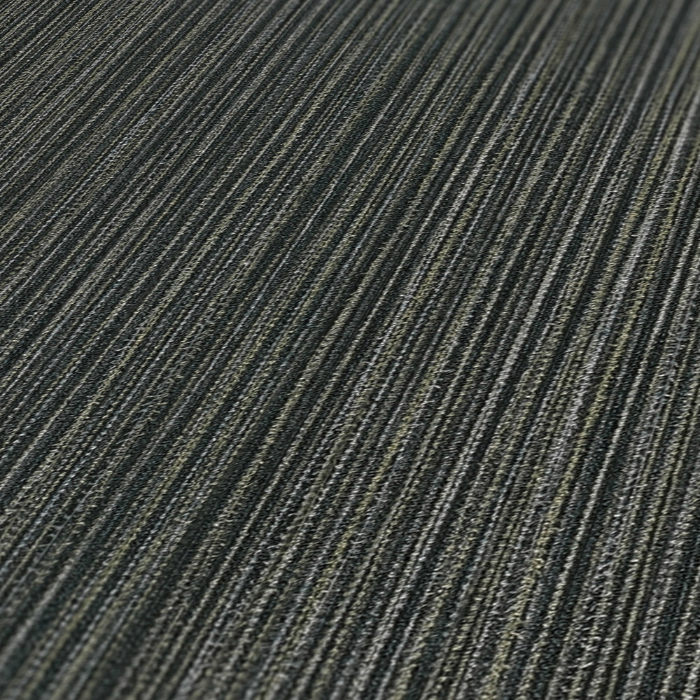             Tapete mit Textildesign und Linieneffekt – Schwarz
        