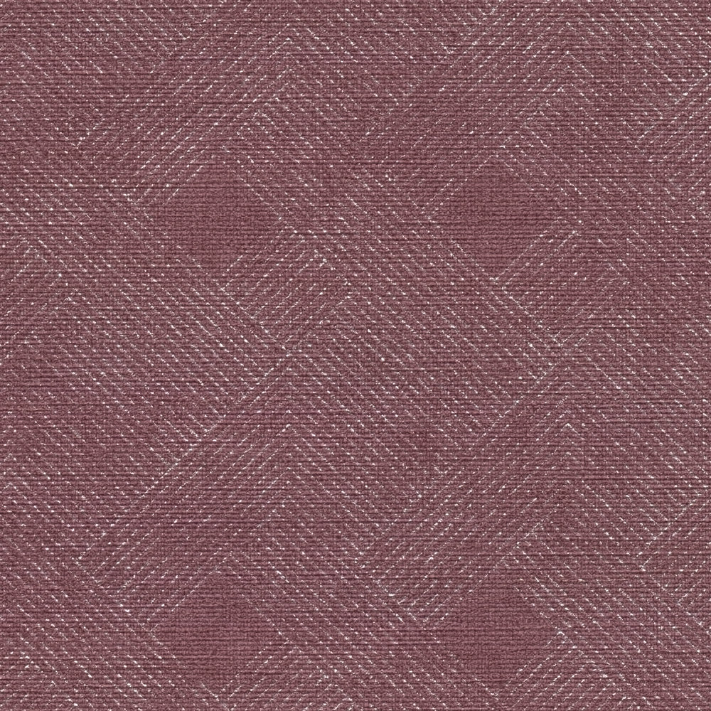             Weinrote Tapete mit goldenem Linien Muster im Used Look – Metallic, Rot
        
