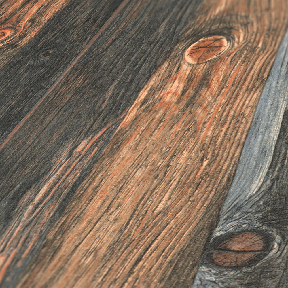             Holztapete mit Bretter Motiv, Holzstruktur & Maserung – Braun, Grau, Beige
        