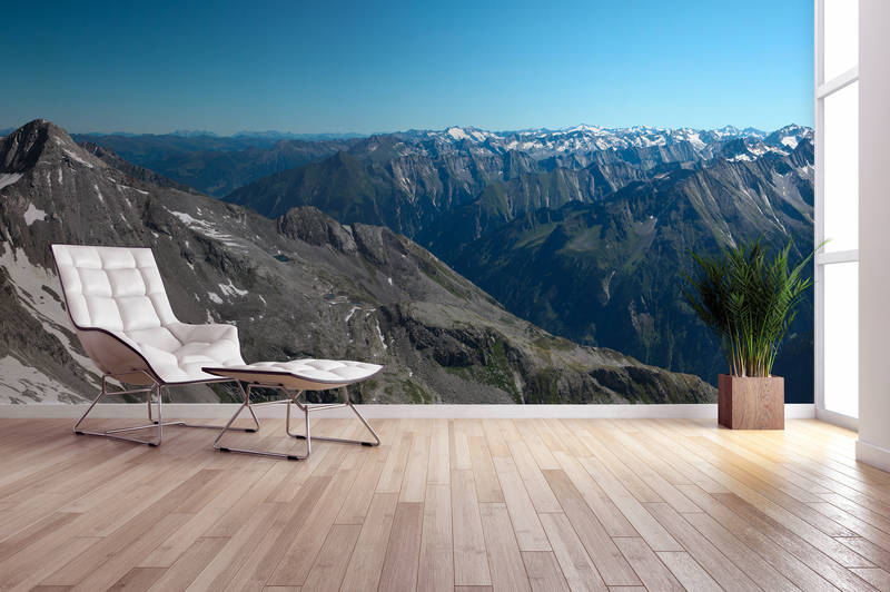             Panorama Fototapete mit zerklüftetem Alpengebirge
        