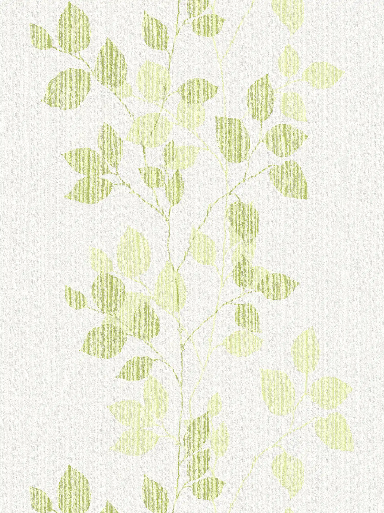 Mustertapete Blätter in Frühlingsfarben – Grün, Weiß
