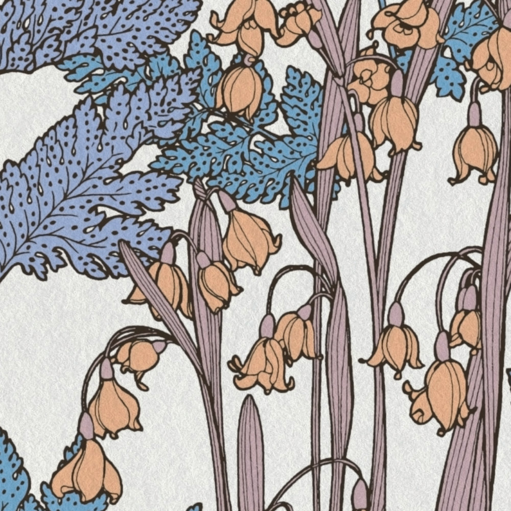             Natur Tapete Blätter & Blüten im modernen Landhaus Stil – Blau, Creme, Beige
        