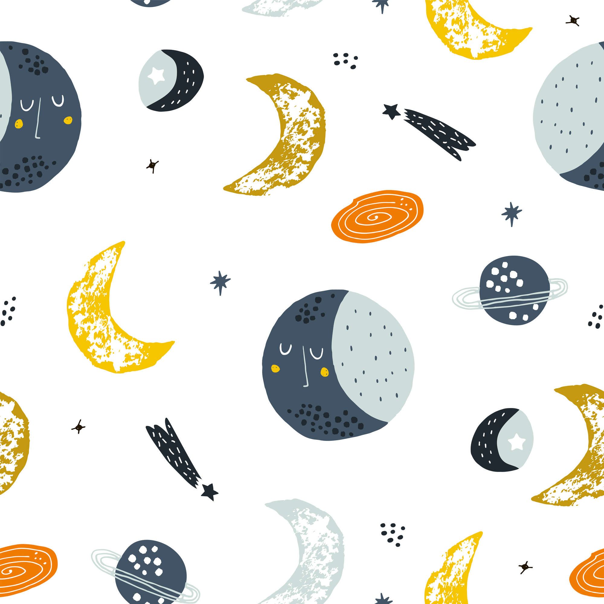             Fototapete mit Monden und Sternschnuppen – Glattes & leicht glänzendes Vlies
        