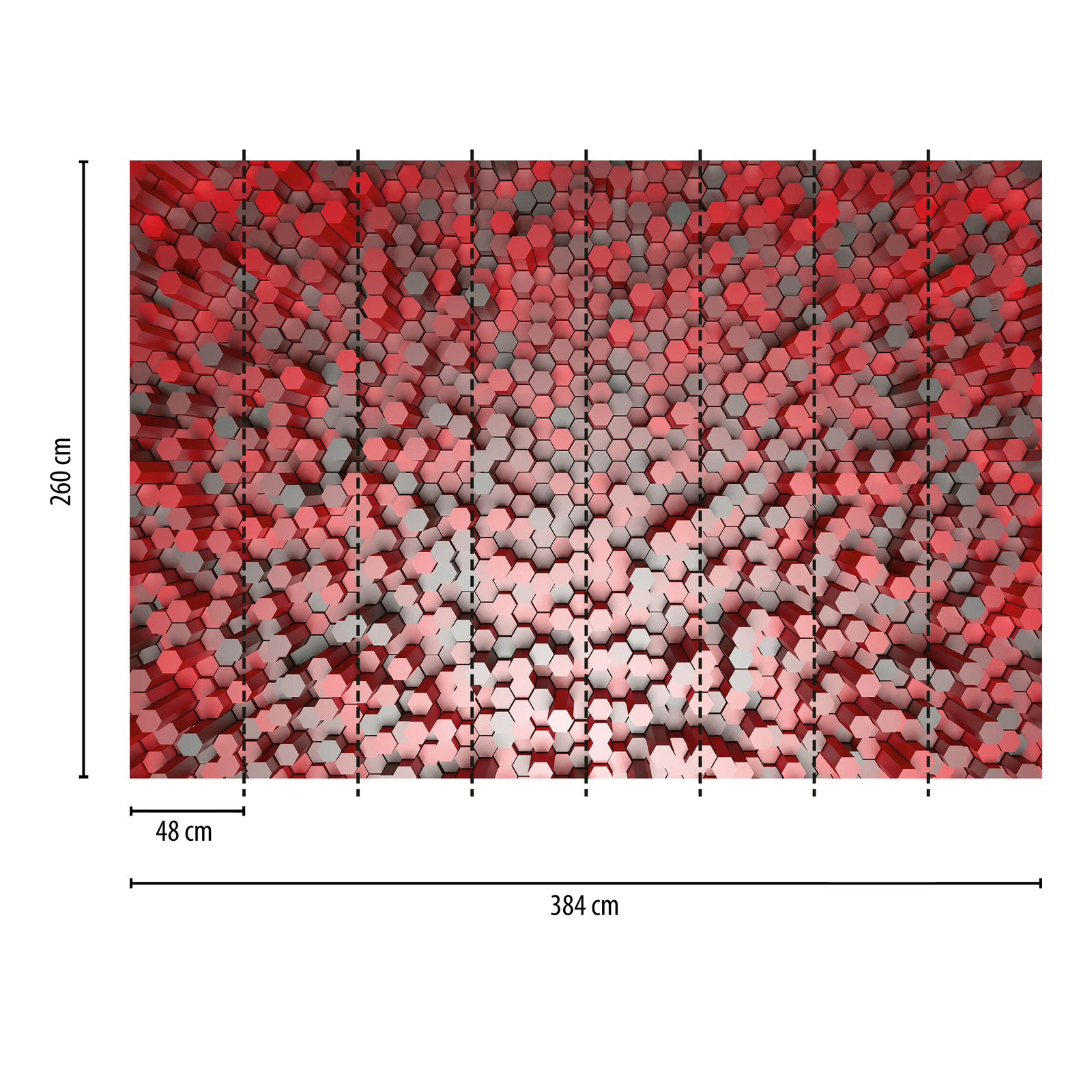             Grafik Fototapete 3D Hexagon Muster – Rot, Grau
        