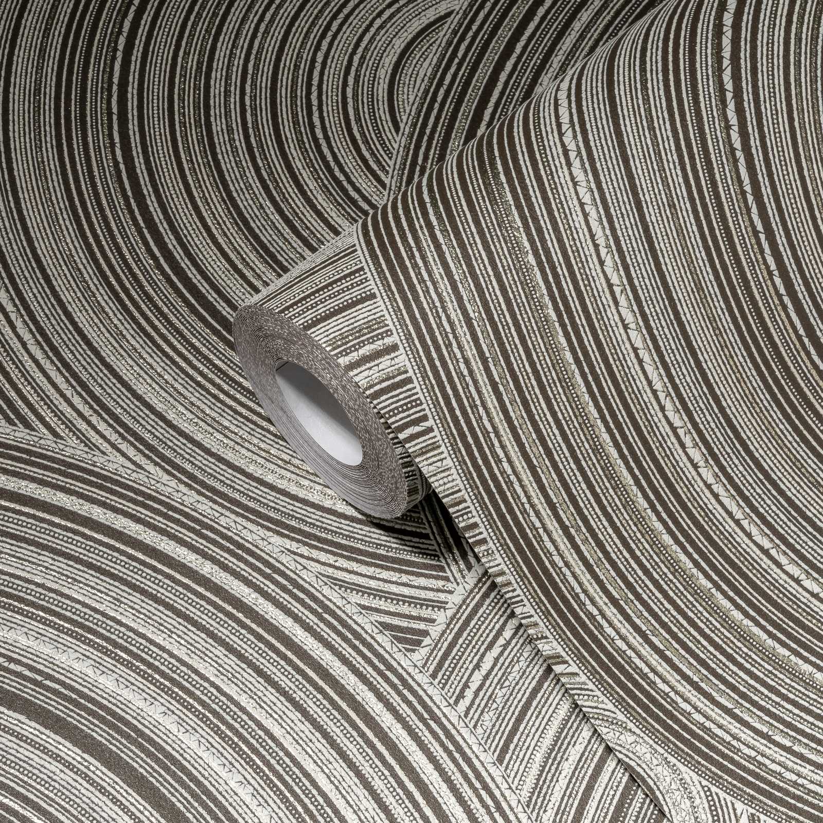             Kreis Tapete mit Ethno Design mit Struktureffekt – Braun, Creme
        