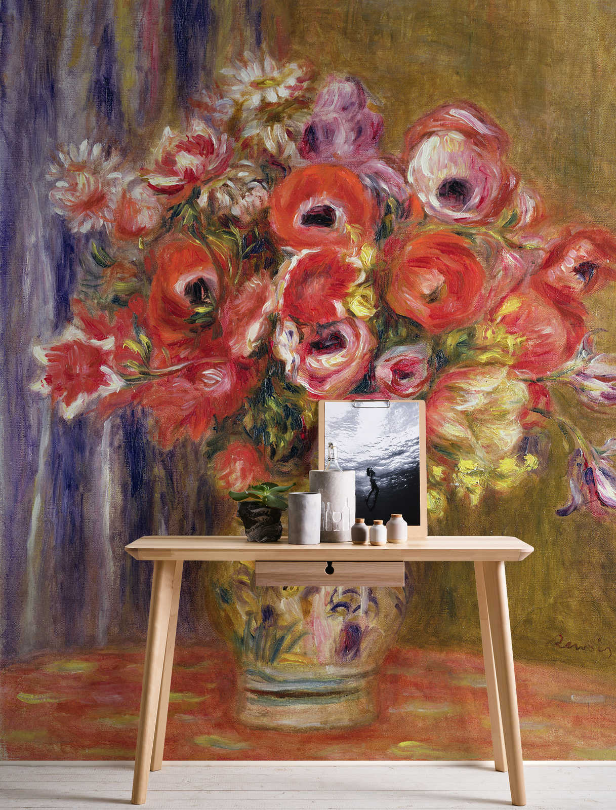             Fototapete "Vase mit Tulpen und Anemonen" von Pierre Auguste Renoir
        