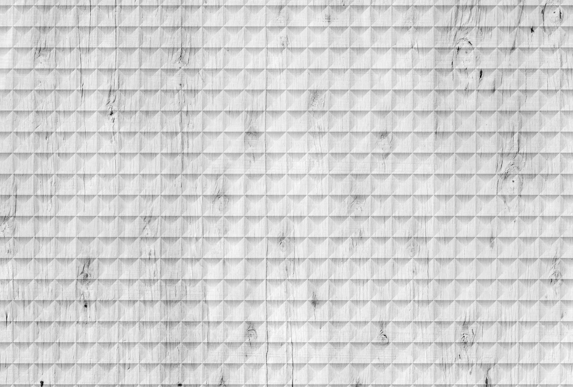             Weiße Holz Fototapete, Maserung & geometrischem Muster – Weiß, Grau, Schwarz
        