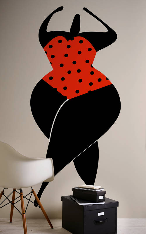             Kunst Fototapete Frauen Figur im Badeanzug – Rot
        