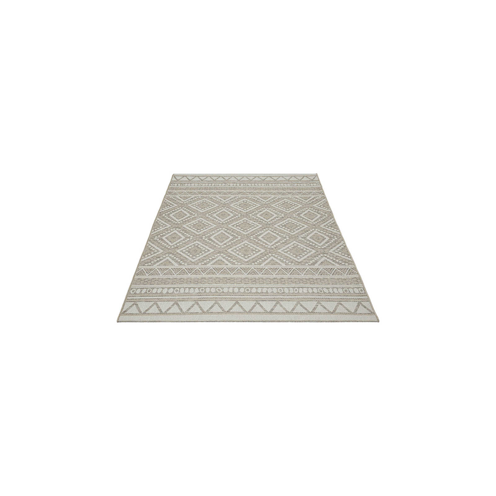 Bemusterter Outdoor Teppich in Beige – 160 x 120 cm
