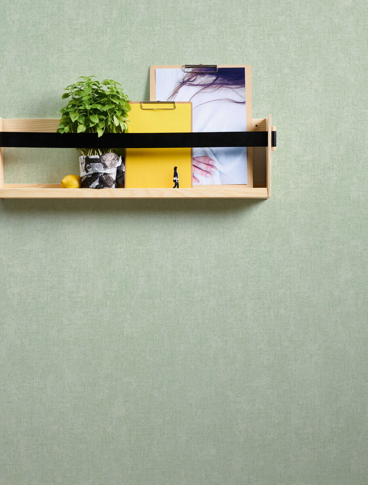             Mintgrüne Tapete einfarbig mit Strukturdetails – Grün
        