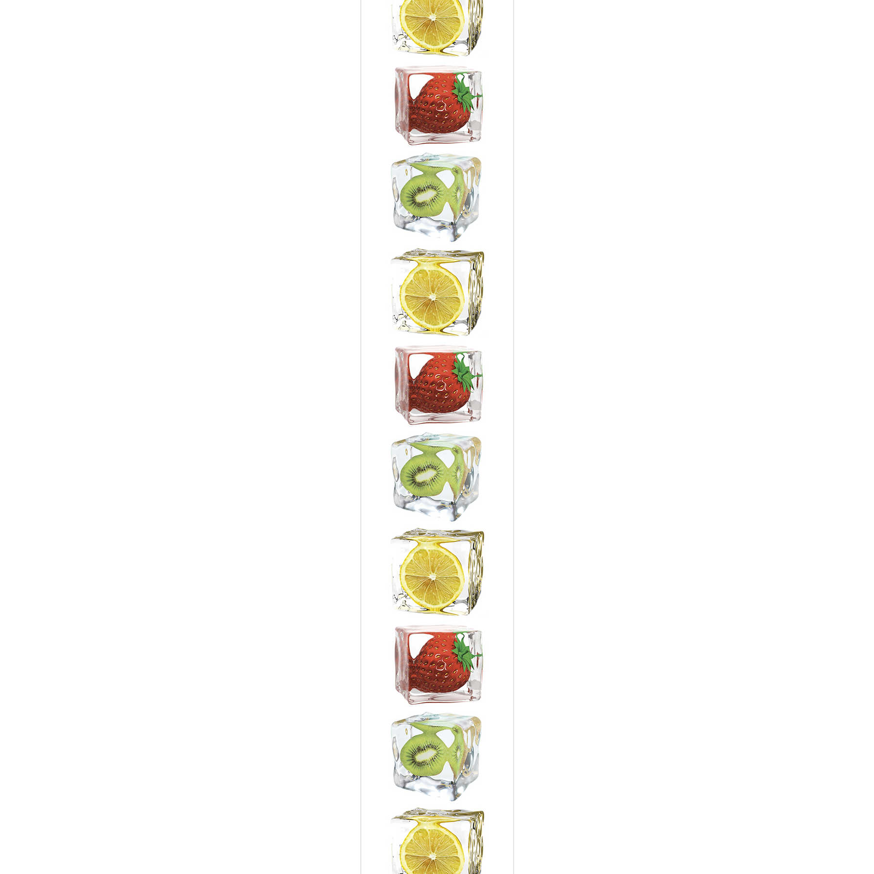         Küchentapete mit Obst in leuchtenden Farben – Bunt, weiß, Gelb, Rot
    