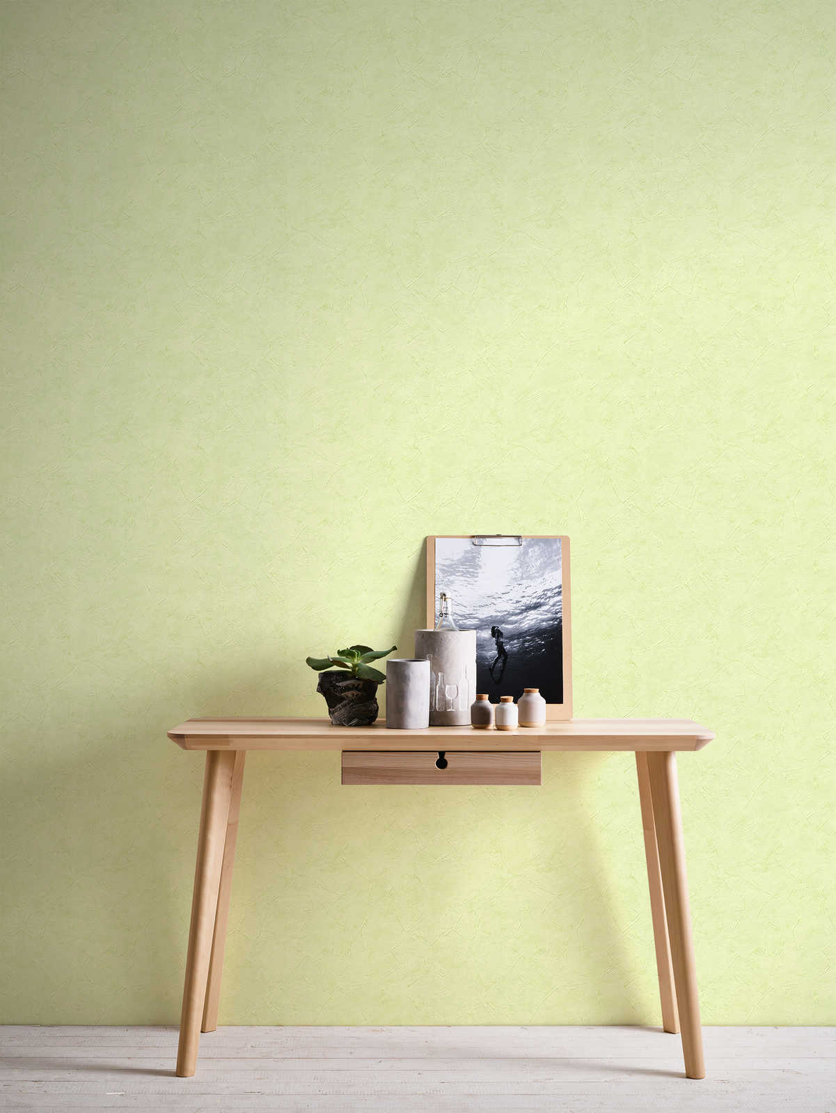             Kellenputz Papiertapete Hellgrün mit Putzoptik – Grün
        