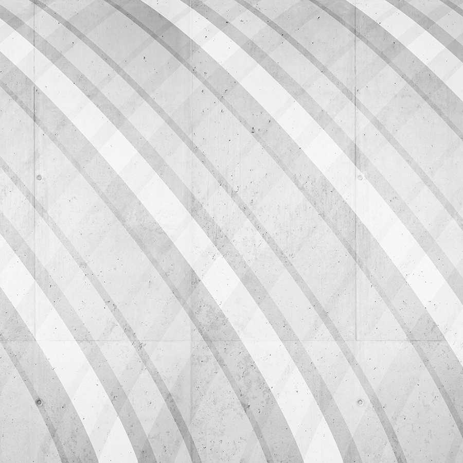 Grafik Fototapete mit rundem Streifenmuster grau auf Perlmutt Glattvlies
