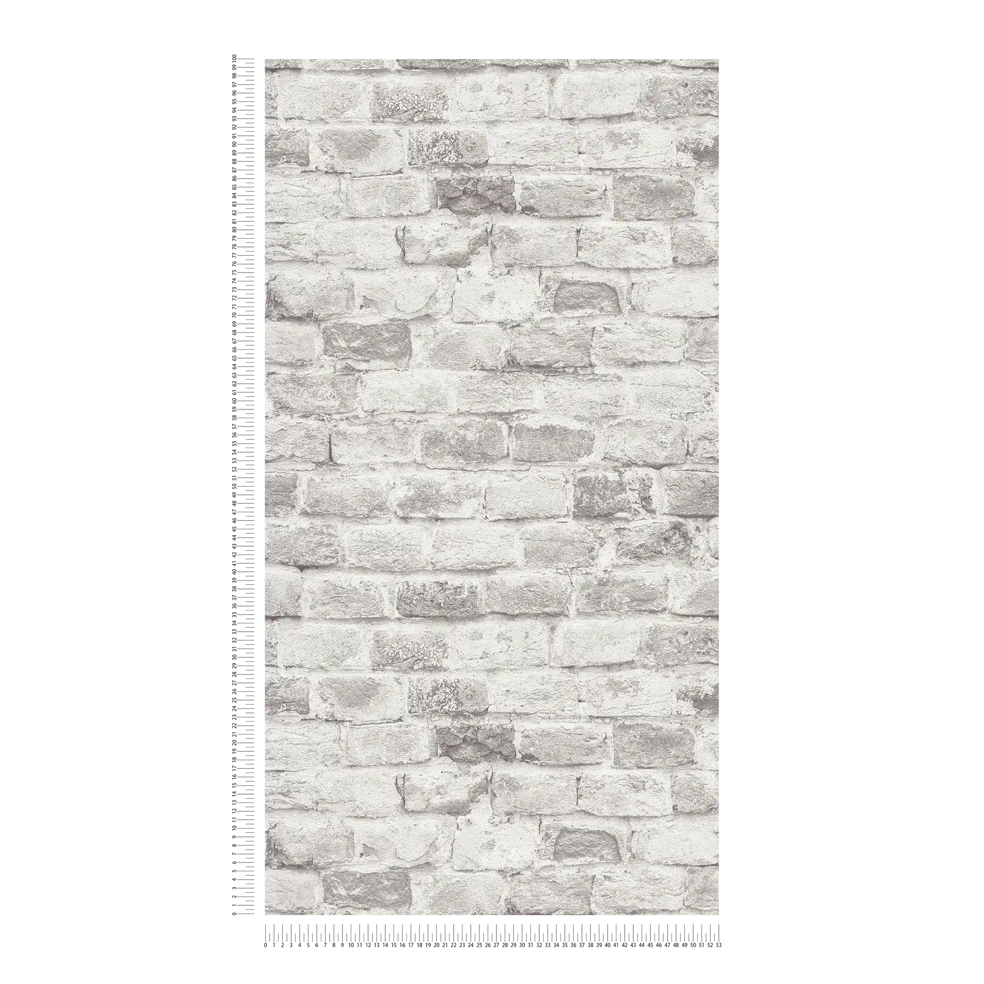             Ziegelmauer Vliestapete in Steinoptik – Grau, Grau, Weiß
        