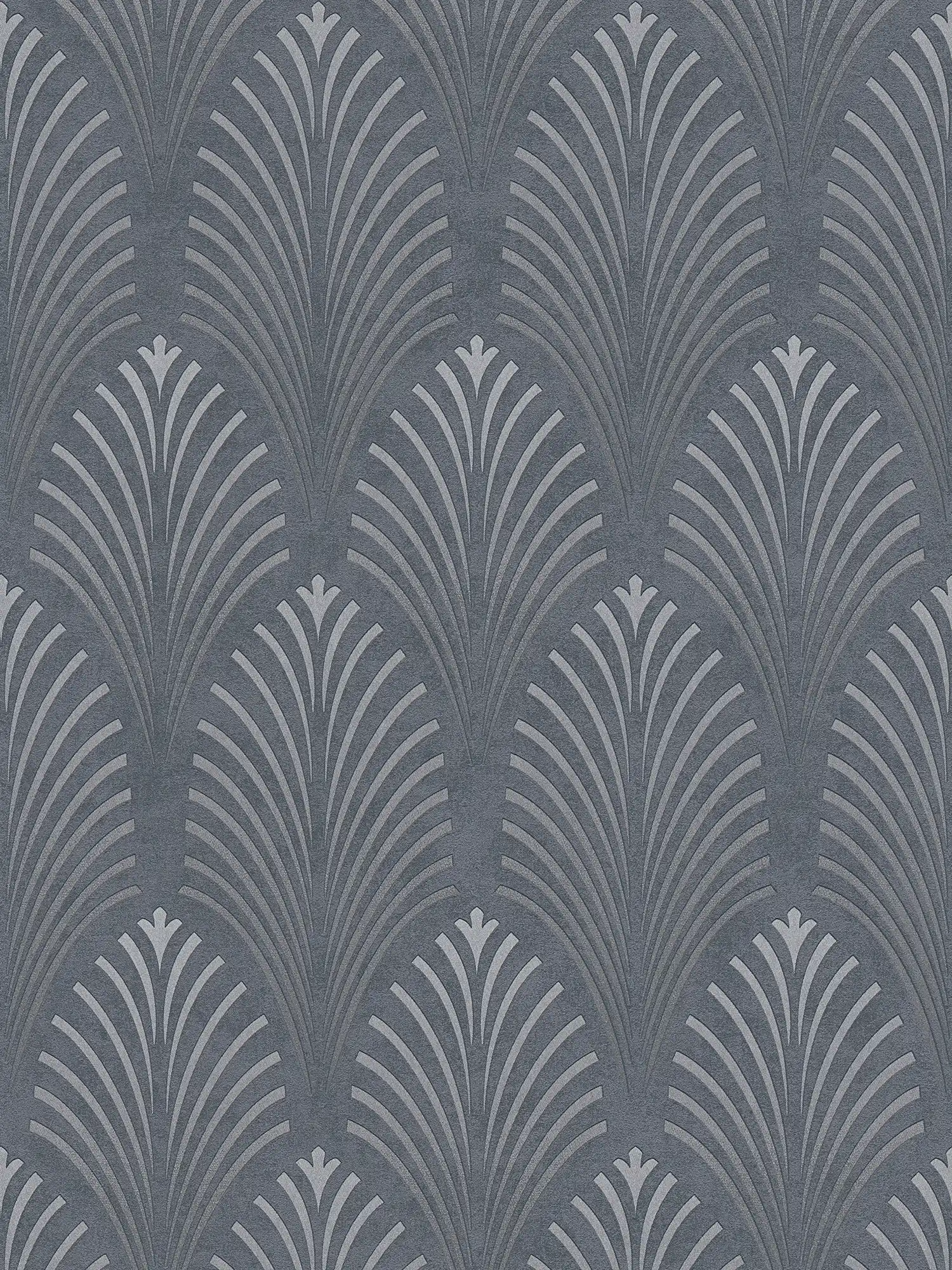 Retro-Tapete Art Deco Stil mit geometrischem Muster – Schwarz, Silber, Grau
