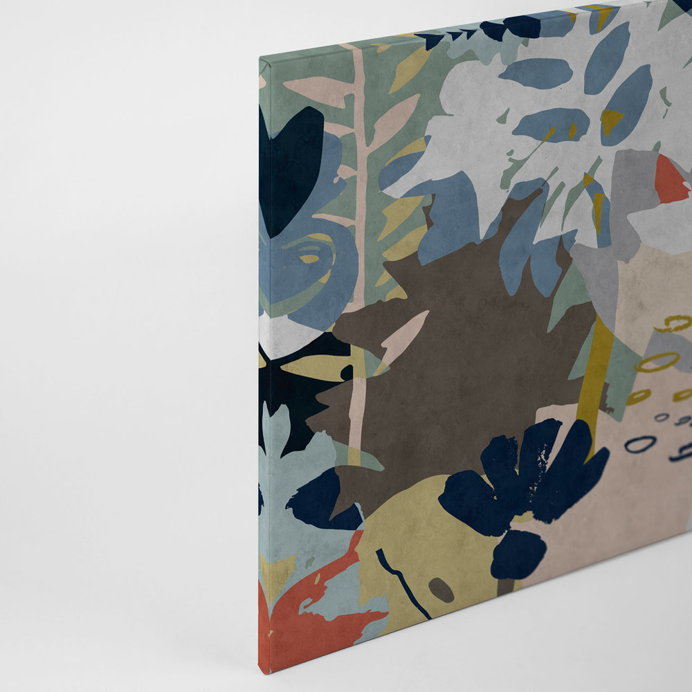             Floral Collage 4 - Leinwandbild mit buntem Blattmotiv - Löschpapier Struktur – 0,90 m x 0,60 m
        