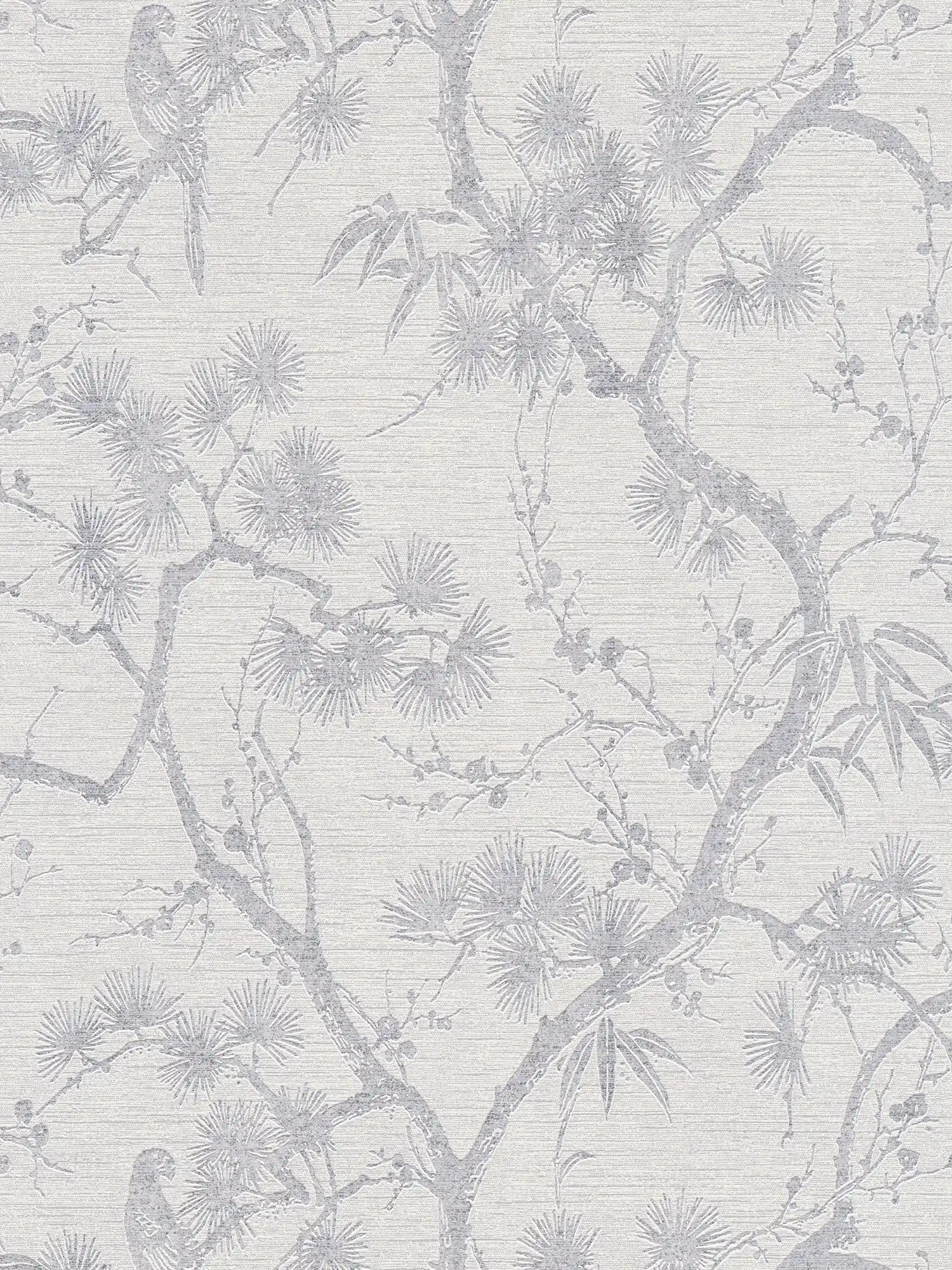         Tapete mit natürlichem Design im Asia Style – Grau, Metallic, Weiß
    