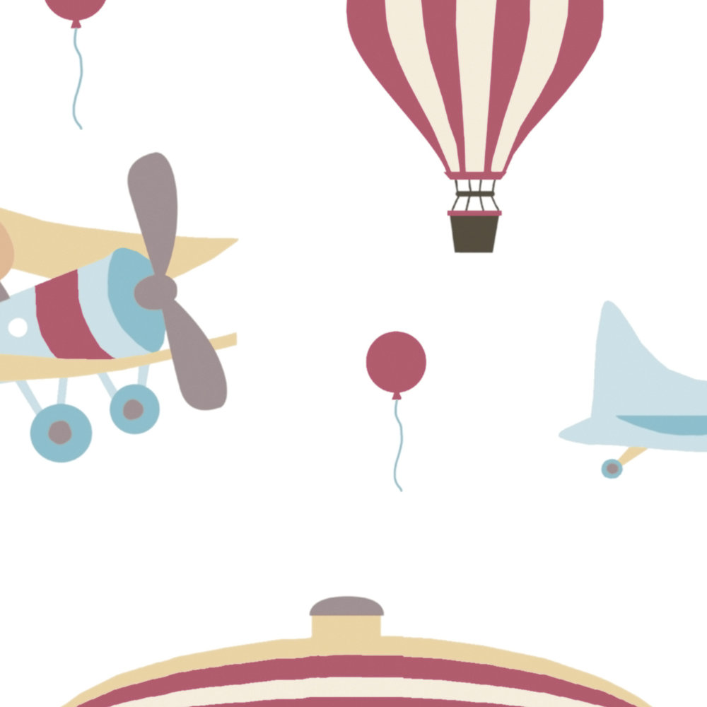            Kinderzimmer Tapete Flugzeug & Ballons – Bunt, Rot, Blau
        