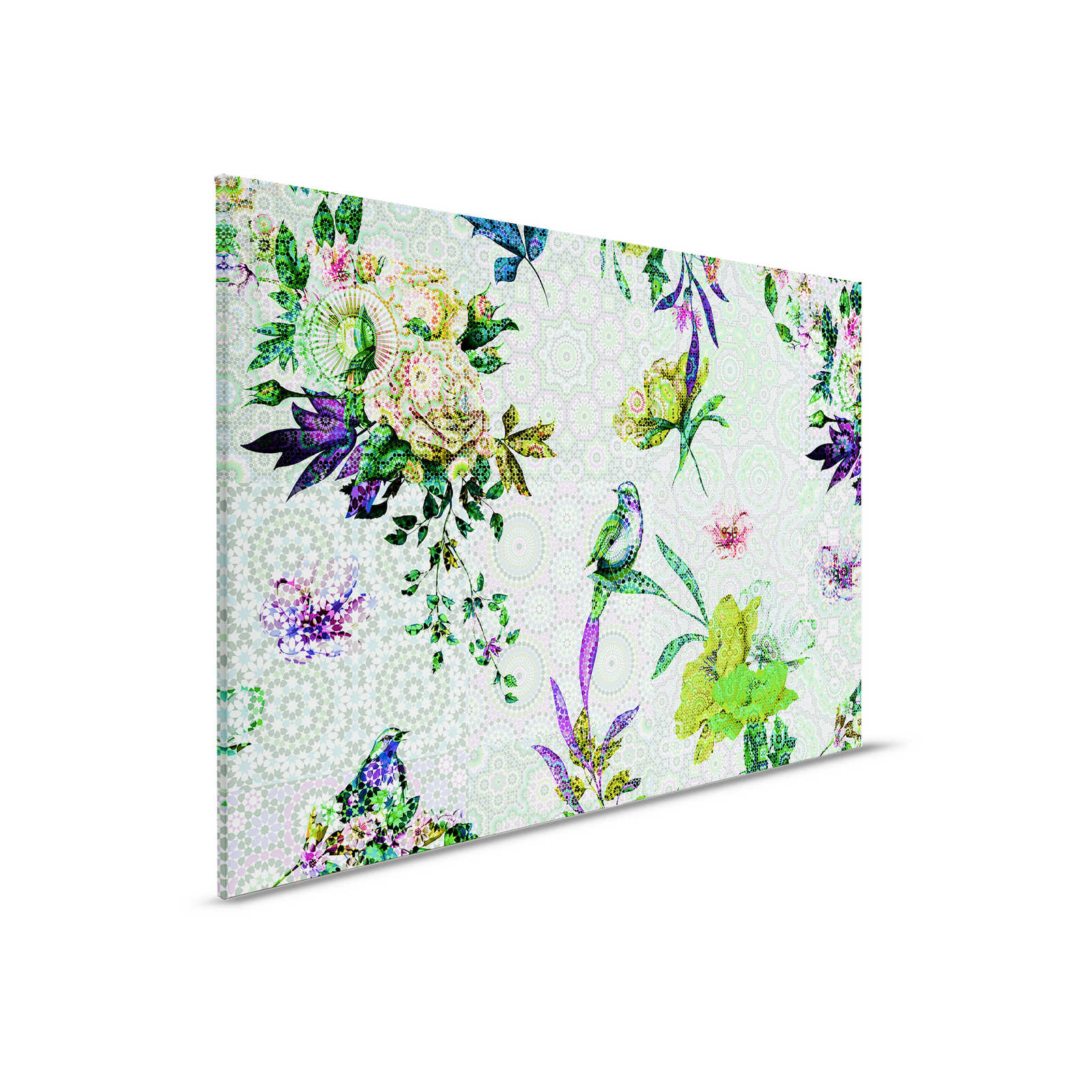         Blumen Leinwandbild mit modernem Mosaik Design – 0,90 m x 0,60 m
    