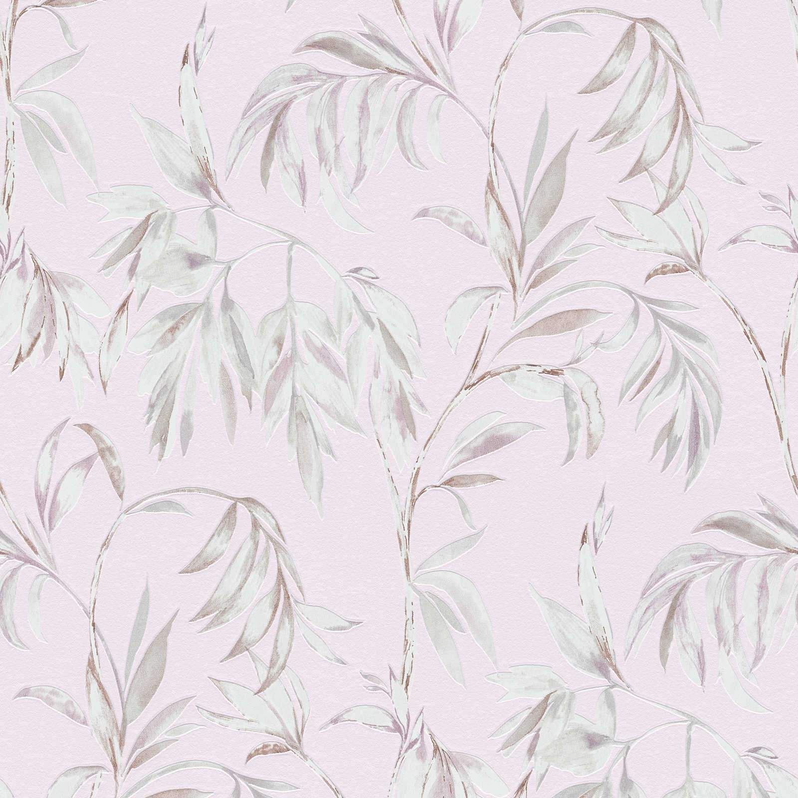 Blätter Tapete Rosa Design im Aquarell Stil – Violett
