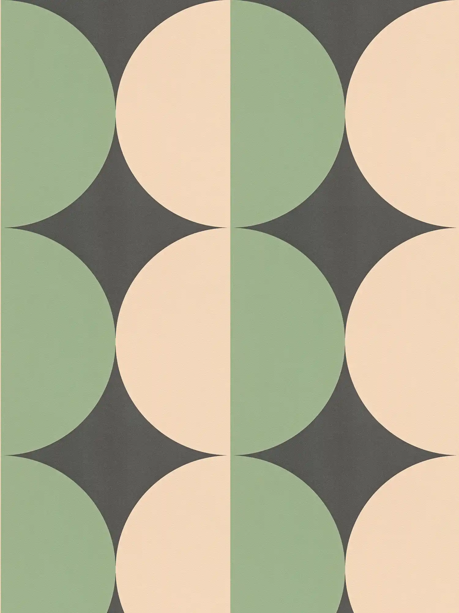         Grafisches Kreismuster Vliestapete Retro – Grün, Beige, Schwarz
    