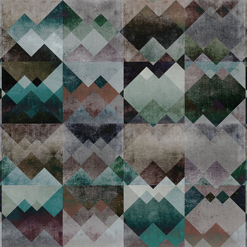         Fototapete Geometrisches Muster Berge – Grün, Beige
    