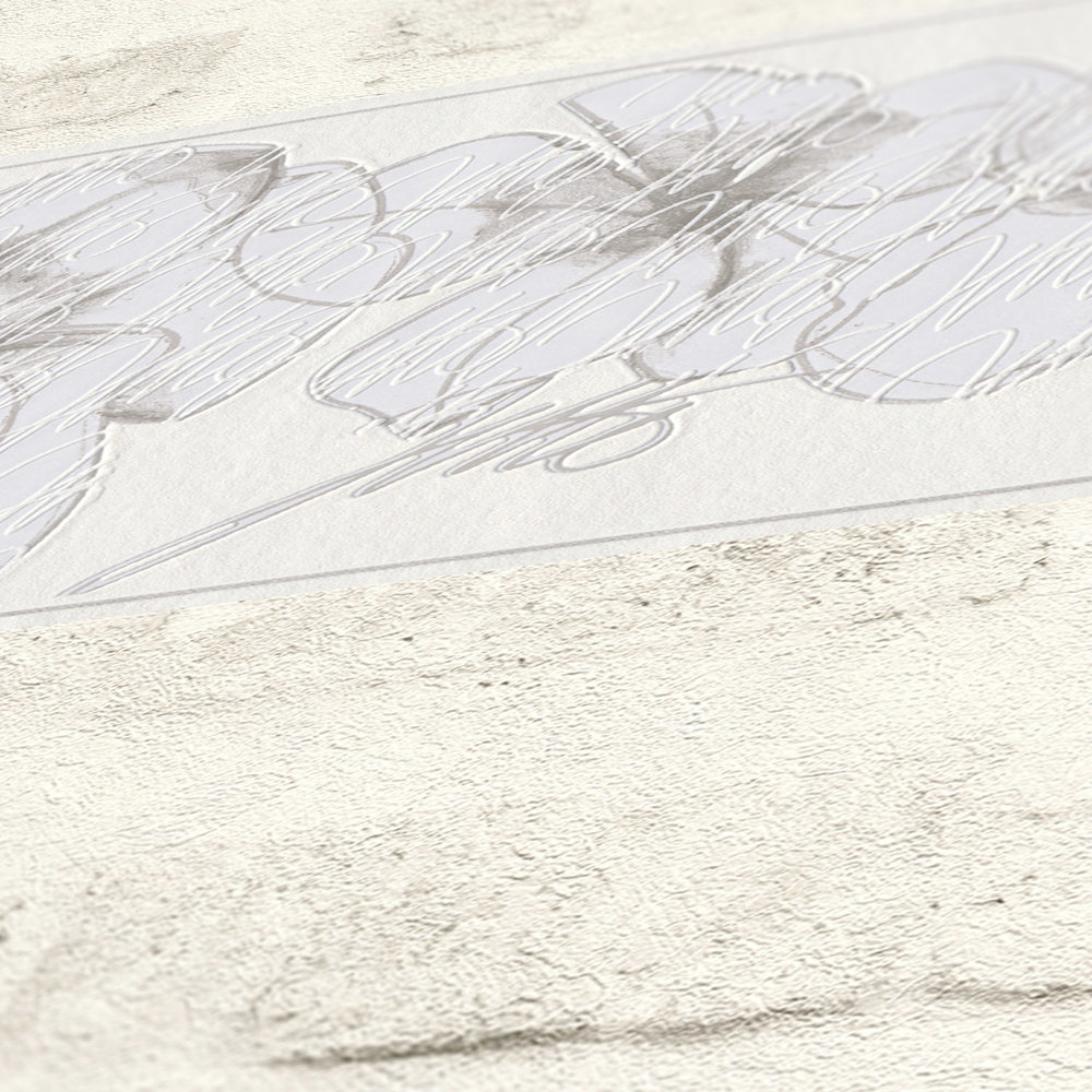             Blumen Tapetenbordüre mit modernem Design – Weiß
        
