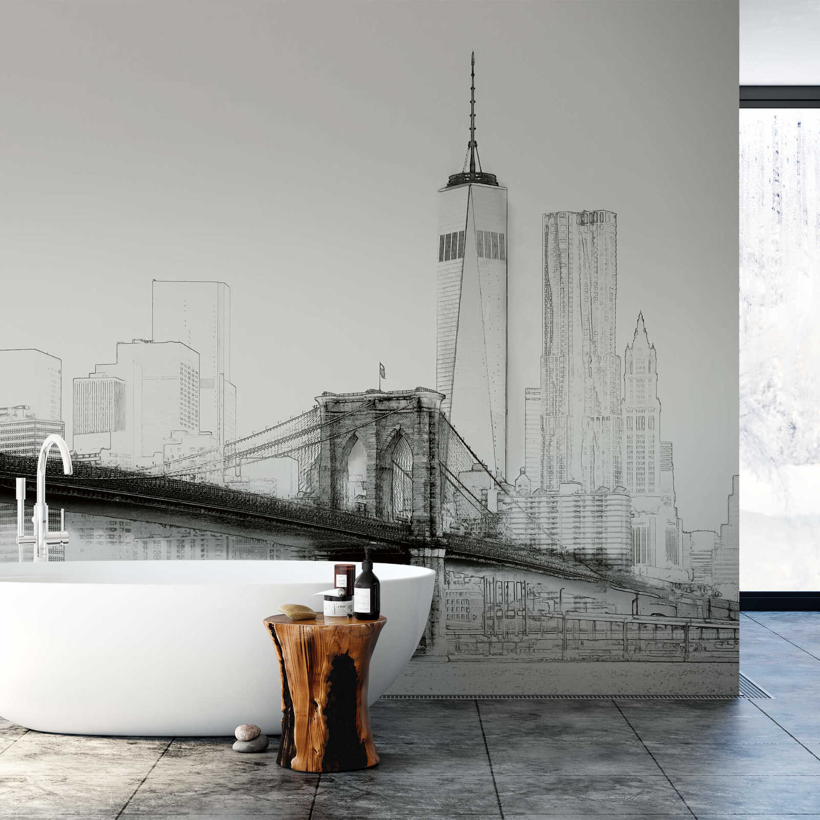            Schwarz-Weiß Fototapete Skizze New York City Skyline
        