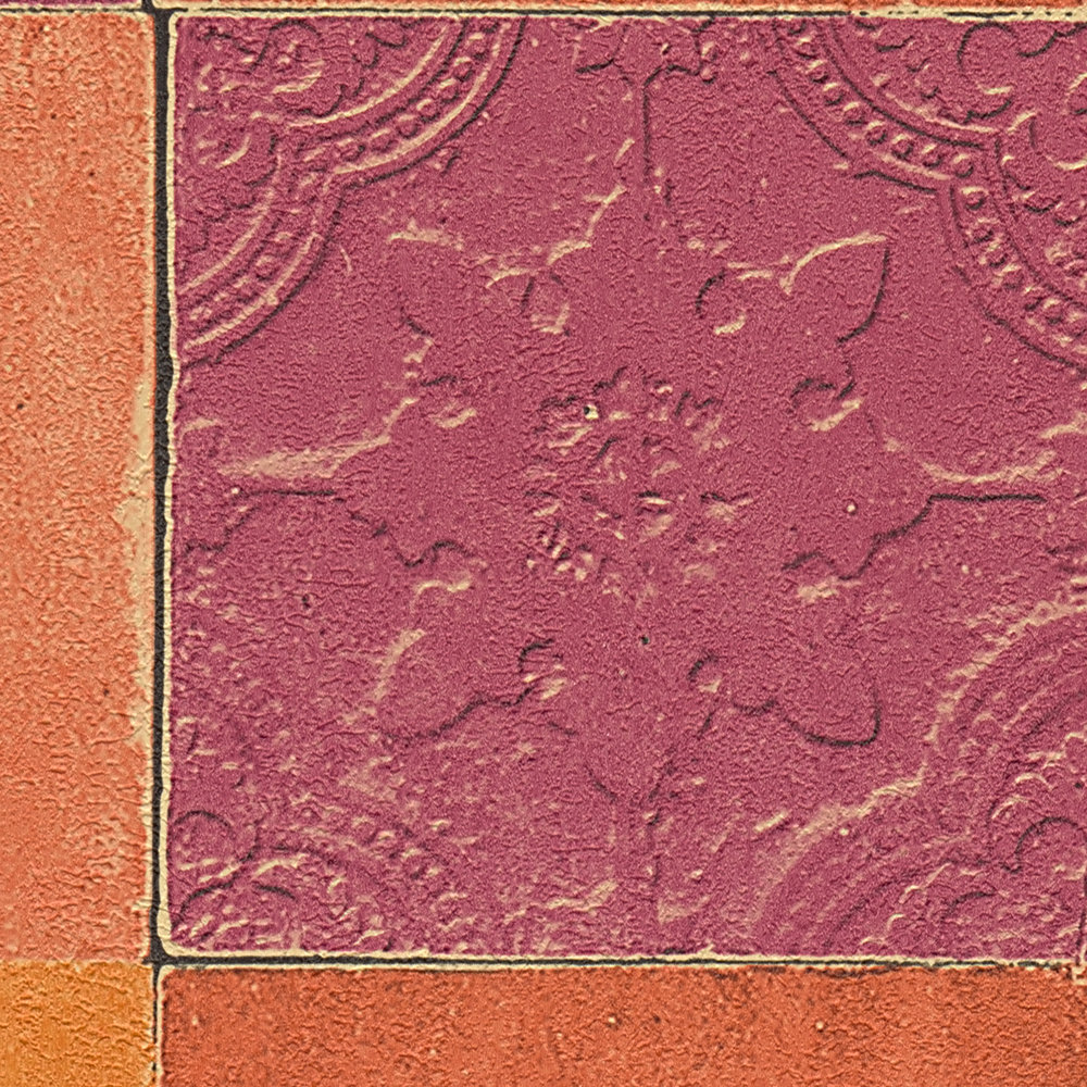             Fliesen-Tapete orientalisches Mosaik – Orange, Rot
        