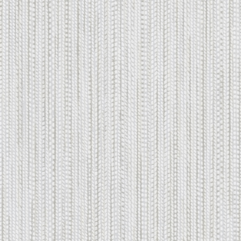             Vliestapete mit Zopf Gewebe Struktur – Weiß, Hellgrau
        